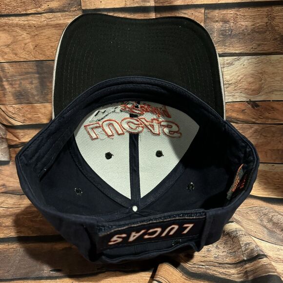 Lucas Racing Oil Products Hat Cap Navy Blue Black Racing Adjustable Strap - Picture 5 of 7